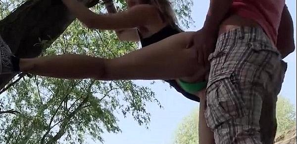  Real amateur Eurobabe gets fucked in the woods for money